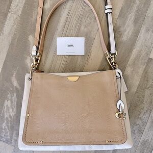 Coach Dreamer Leather Color Block Handbag Crossbody Tan and White